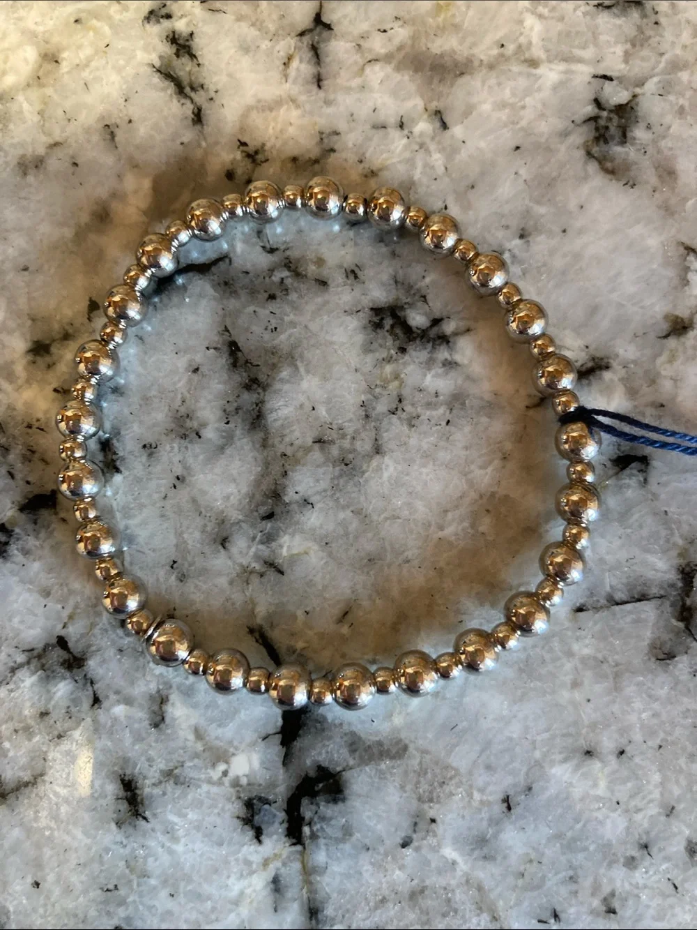 Milor Sterling Silver Beaded Stretch Bracelet - Silver
